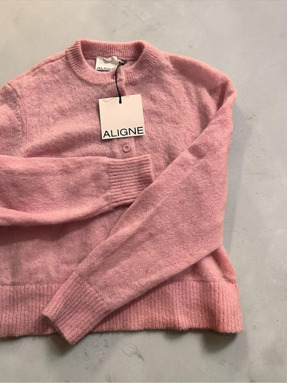 Aligne Pink Crewneck Button-Detail Sweater